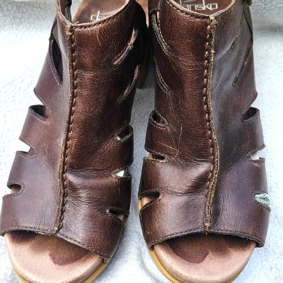 Women's Dansko Demetra Slingback Brown Leather Heels Cut Out 39 Arch Support - Picture 8 of 8